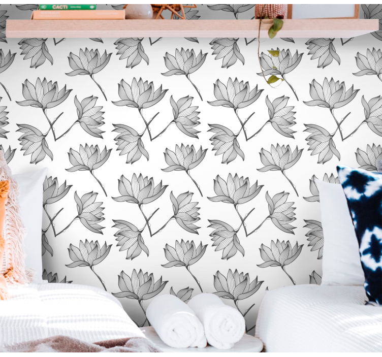 Papel pintado flores bocetos botánicos - TenVinilo