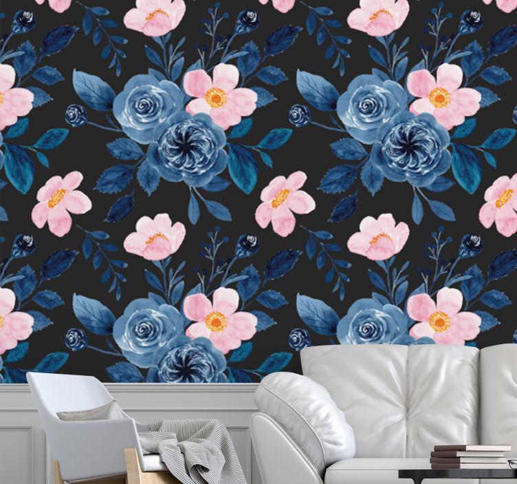Papel pintado flores elegancia floral botánica - TenVinilo
