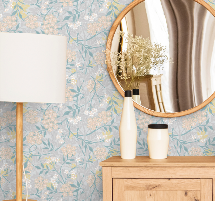 Papel pintado flores elegancia floral de hortensias - TenVinilo