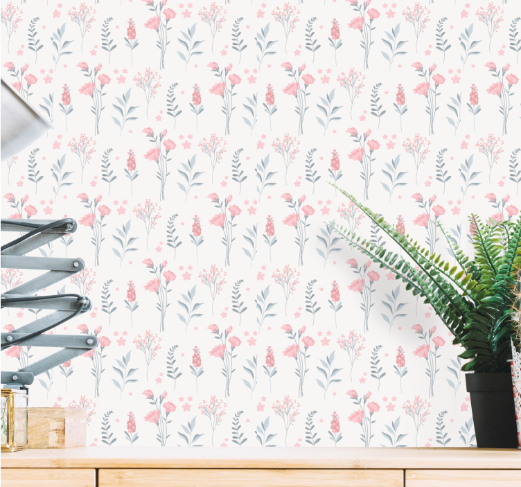Papel pintado flores estilo de jardín floral - TenVinilo