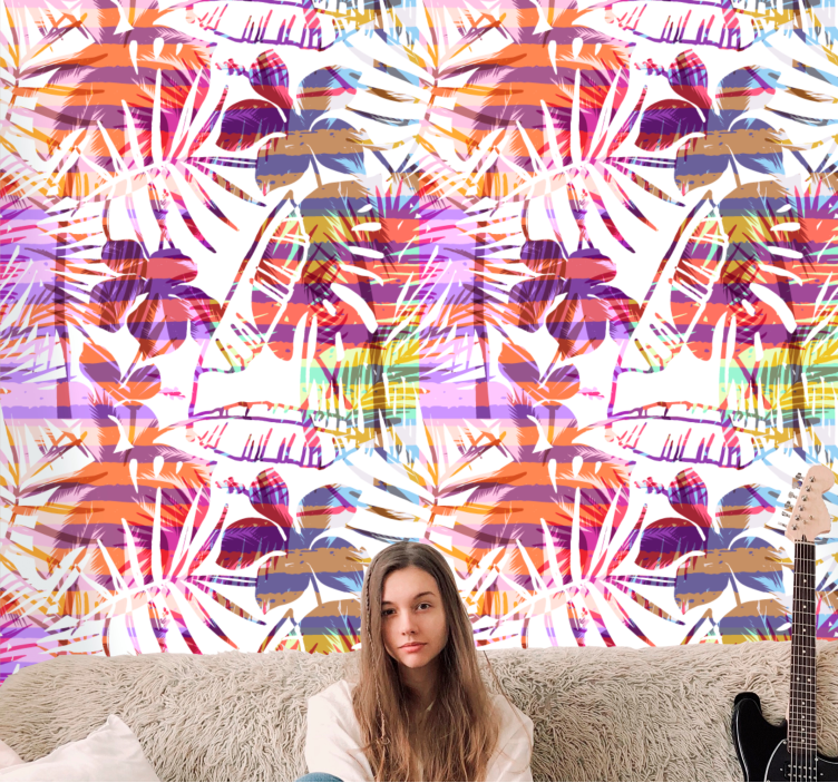 Papel pintado flores patrones florales vibrantes - TenVinilo