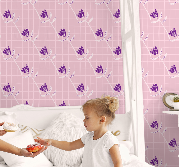 Papel mural geométrico patrón floral geométrico - TenVinilo