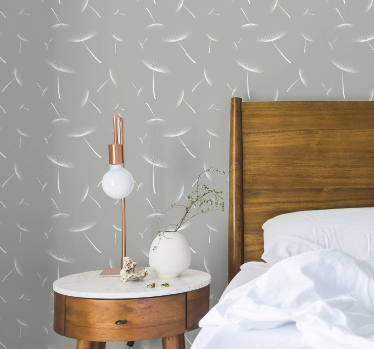 Papel mural hojas patrón de diente de león - TenVinilo