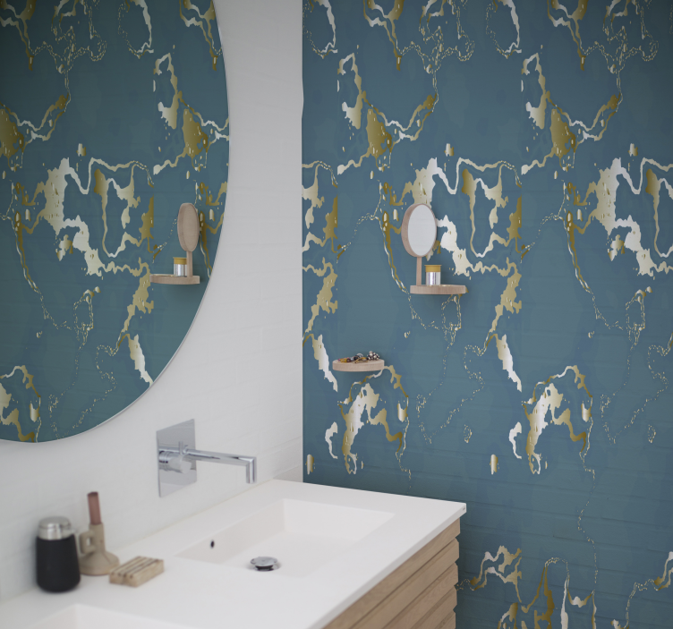 Papel pintado mármol azul elegante - TenVinilo