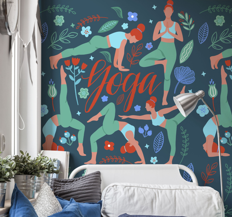 Papel pintado juvenil Mujer haciendo yoga - TenVinilo