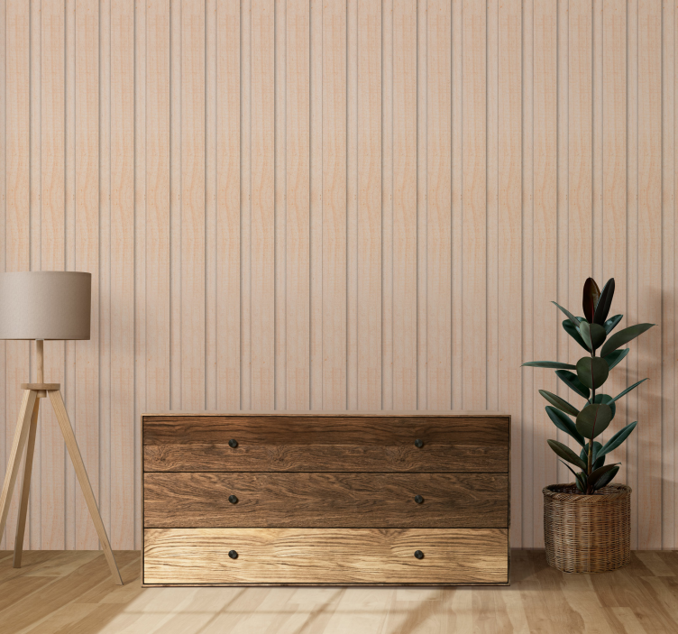 Papel pintado imitación madera Listones en relieve - TenVinilo