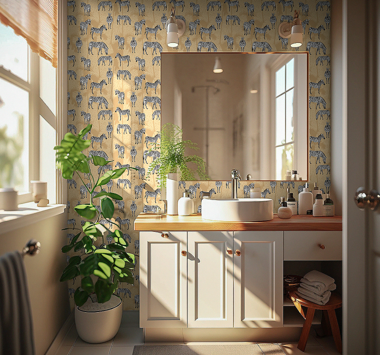 Papel pintado baño cebras safari - TenVinilo