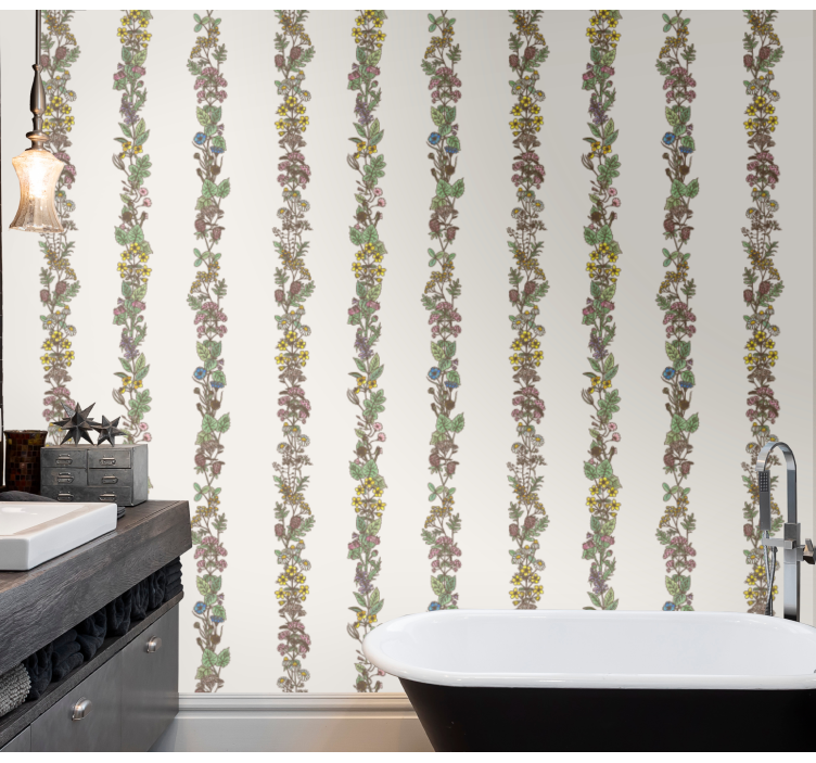 Papel pintado baño Varias flores hermosas - TenVinilo