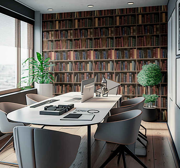 Papel pintado para oficinas libros biblioteca - TenVinilo