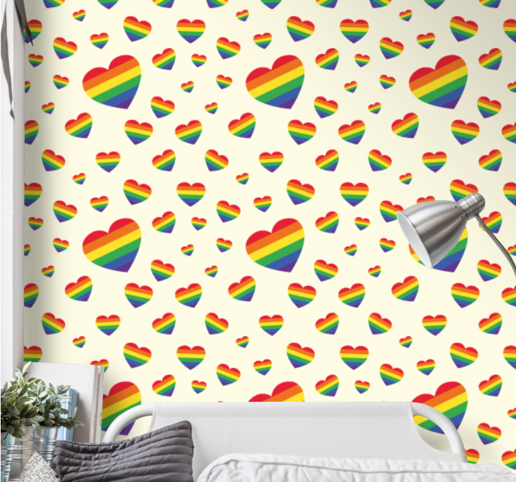 Papel pintado salón Orgullo gay plano en forma de corazón - TenVinilo