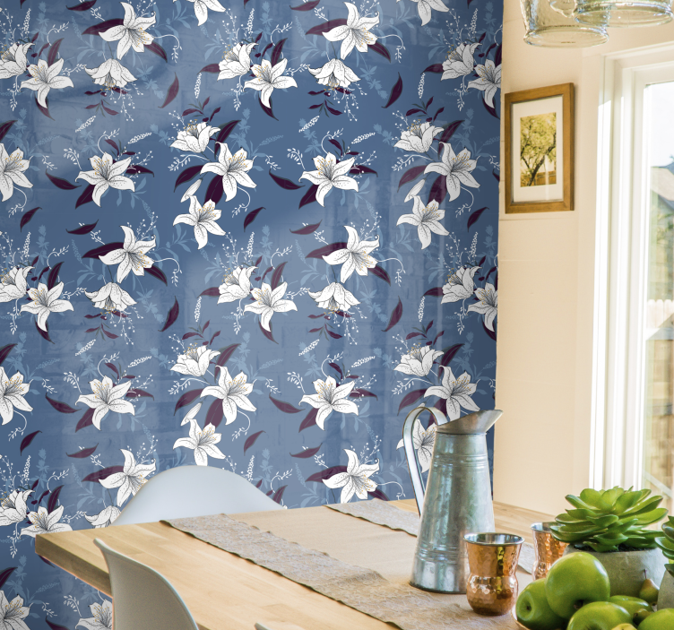 Papel pintado de flores lírios blancos - TenVinilo