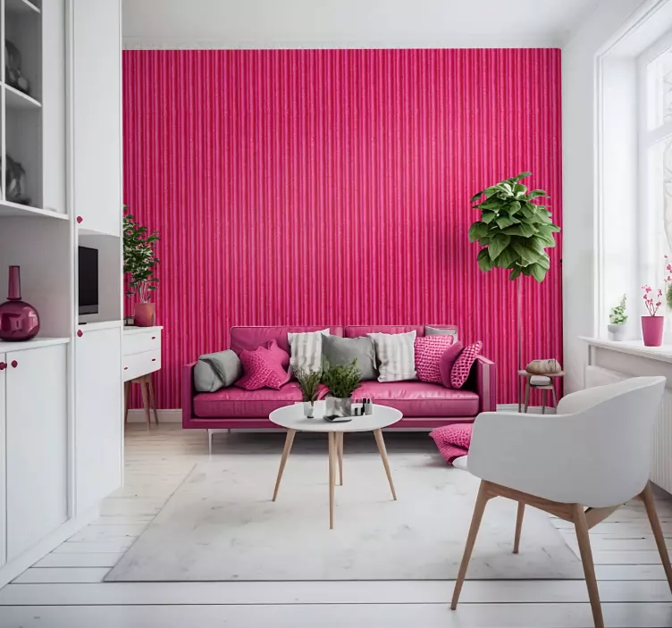 Papel mural living comedor tela magenta - TenVinilo