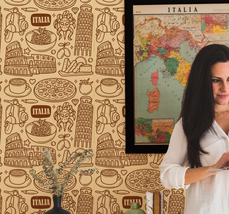 Papel mural ciudades boceto de monumentos italianos - TenVinilo