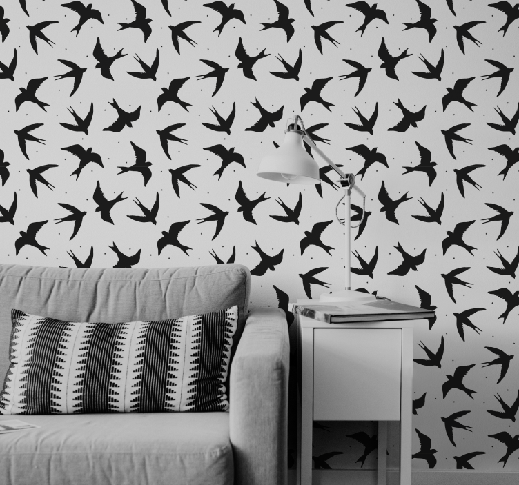 Papel mural pájaros patrón de golondrinas voladoras - TenVinilo