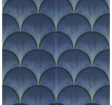 Papel mural vintage abanicos azules art déco de los años 20 - TenVinilo