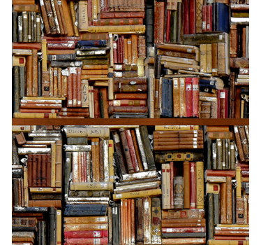 Papel mural vintage libros apilados - TenVinilo