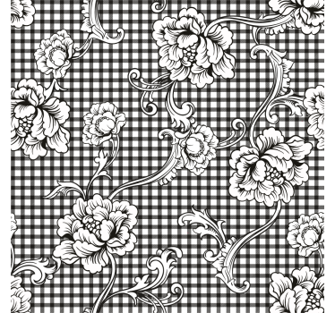 Papel mural vintage patrón de cuadros blanco y negro - TenVinilo