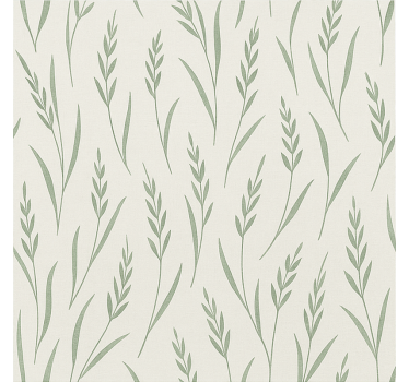 Papel mural comedor estampado de hojas de trigo verde - TenVinilo