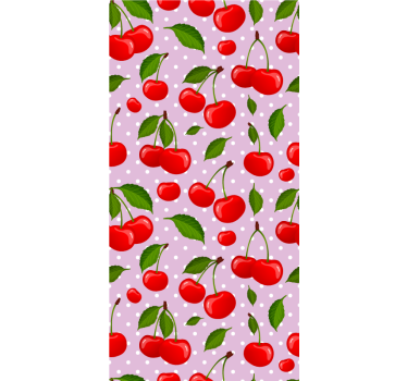 Papel mural comedor cerezas y hojas - TenVinilo