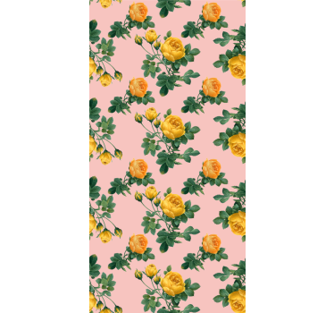 Papel mural comedor patrón de rosas amarillas - TenVinilo