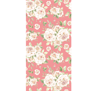 Papel mural comedor patrón floral de rosas - TenVinilo