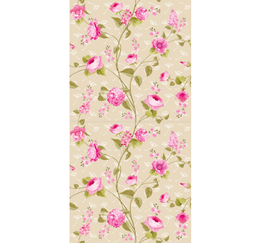 Papel mural comedor enredadera floral rosa - TenVinilo