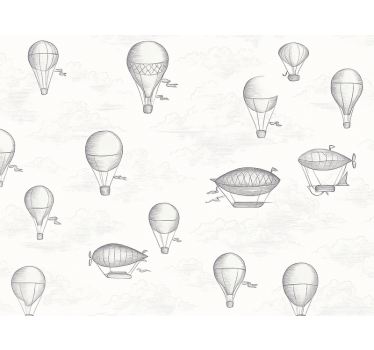 Papel mural clásico cielos y dirigibles vintage - TenVinilo