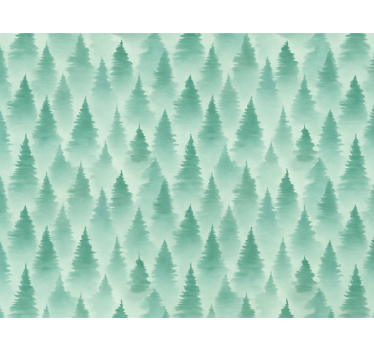 Papel mural paisaje bosque de pinos nebuloso - TenVinilo