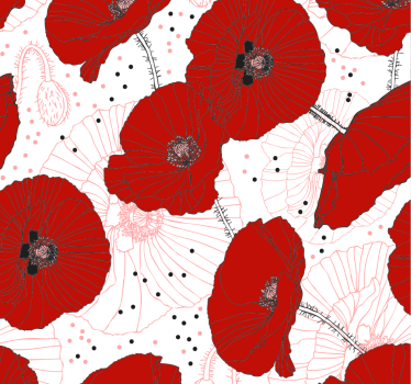 Papel pintado flores amapolas rojas - TenVinilo