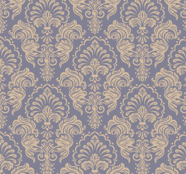 Papel pintado barroco azul ornamental - TenVinilo