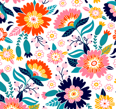 Papel pared de flores coloridas románticas - TenVinilo