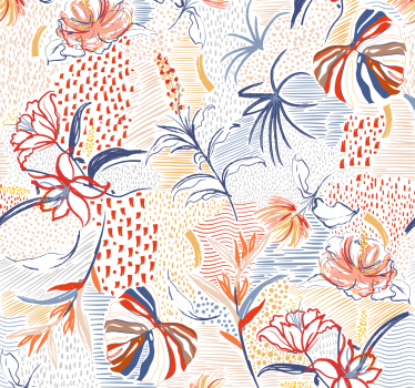 Papel pintado flores patrón multicolor - TenVinilo