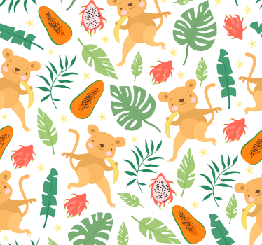 Papel pared infantil mono tropical en ramas - TenVinilo