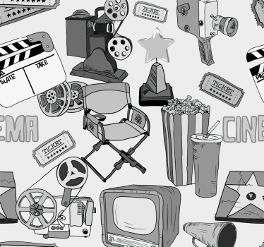 Papel pared vintage dibujos de Hollywood - TenVinilo