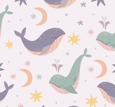 Papel mural animal patrones de ballenas caprichosas - TenVinilo
