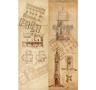 Papel pintado vintage ciudades ilustradas - TenVinilo