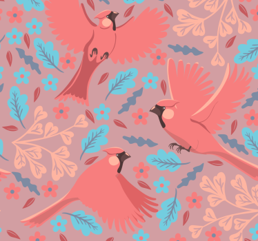 papel pared arboles Fondo de color rubor con pájaros - TenVinilo