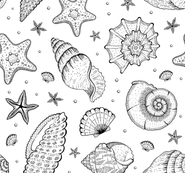 Papel pintado oficina vida marina blanco y negro - TenVinilo