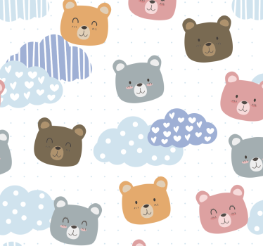Papel pintado animales Sonrisa de oso minimalista - TenVinilo