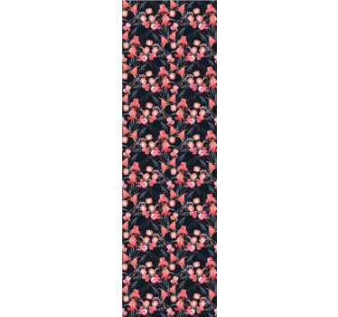 Papel pared negro de flores rosa - TenVinilo