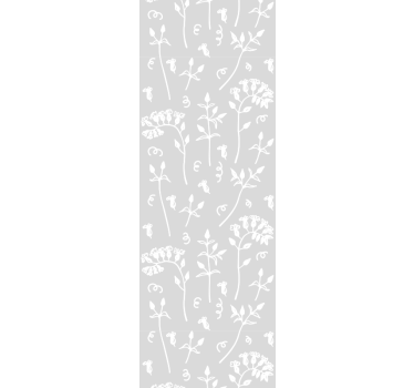 Papel mural dormitorio gris flores dibujadas - TenVinilo