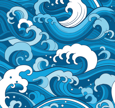 Papel pared de paisaje Ondas de estilo japonés - TenVinilo