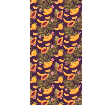 Papel mural comedor motivo de frutas tropicales - TenVinilo