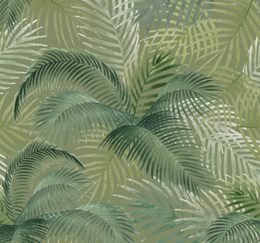 Papel pintado verde patrón hojas tropicales - TenVinilo