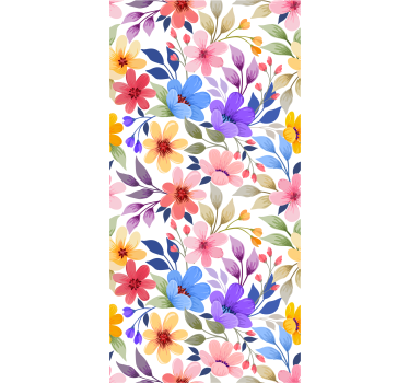 Papel floral Patrón de flores de colores florecientes - TenVinilo