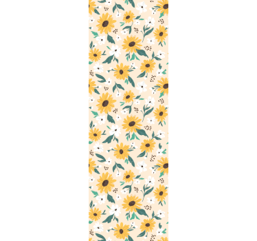 Papel pintado de flores Girasol fondo beige - TenVinilo