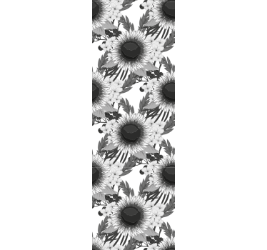 Papel pintado de flores Girasoles en blanco y negro - TenVinilo