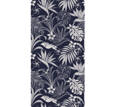 Papel pintado de flores Hojas y flores tropicales oscuras - TenVinilo