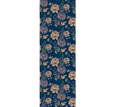 Papel pintado de flores Patrón provincial francés azul y amarillo - TenVinilo