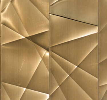 Papel mural dormitorio efecto 3D dorado - TenVinilo